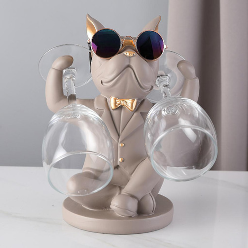 2x Escultura De Perro Creativa Estante De Vino Adornos De