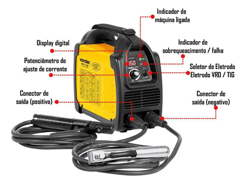 Máquina De Solda Inversora Vonder Riv156 Bivolt