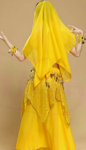 Roupa De Dança Do Ventre Amarela Odalisca Completa 7 Peças