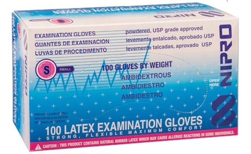 Guantes De Látex Nipro Talla M - Caja De 100 Unidades