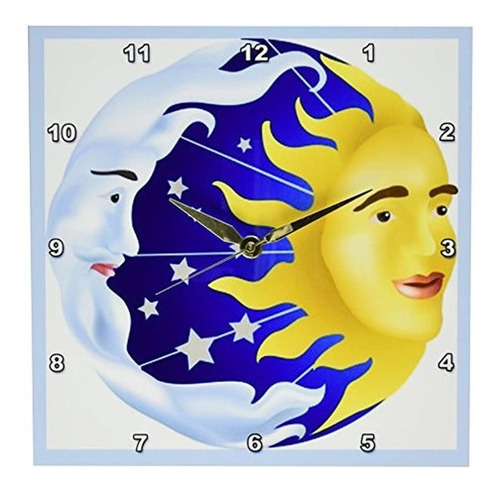 3drose Dpp_39599_1 Reloj De Pared De Sol Luna Y Estrellas De