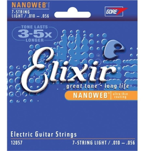 Encordado Guitarra Electrica Elixir 0.10 Nano Web 7 Cuerdas