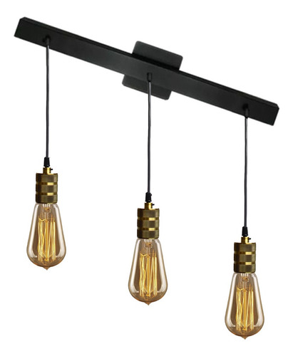 Portalamparas Vintage E27 Colgante Nashville 3 Luces Lineal