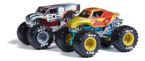 2 carros y máquinas de combate de Iron Man - Monster Jam