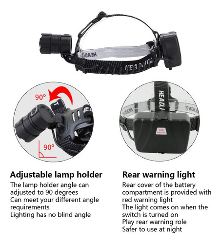 Para Linterna Frontal Led Recargable Linterna Cabeza