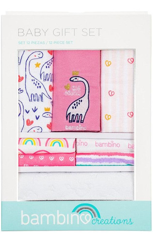 Bambino Baby Gift 12 Piezas Rosado Dinosaurio