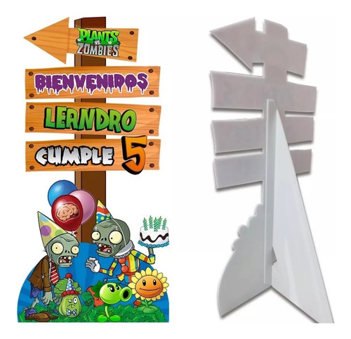 Figura Coroplast Letrero Bienvenida 1m Plantas Vs Zombies