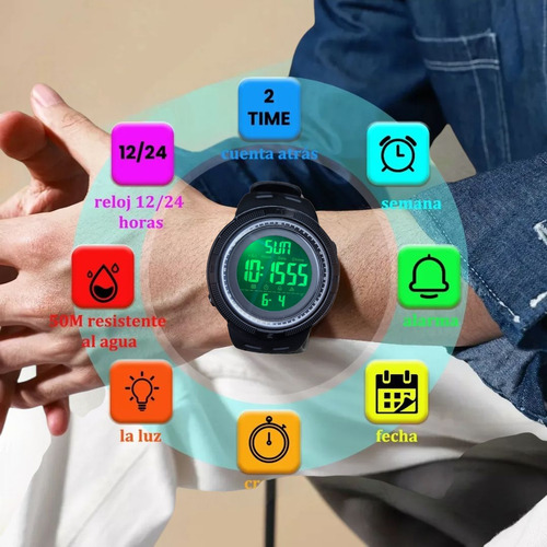 Reloj Hombre Deportivo Militar Robusto Resistente Uso Rudo
