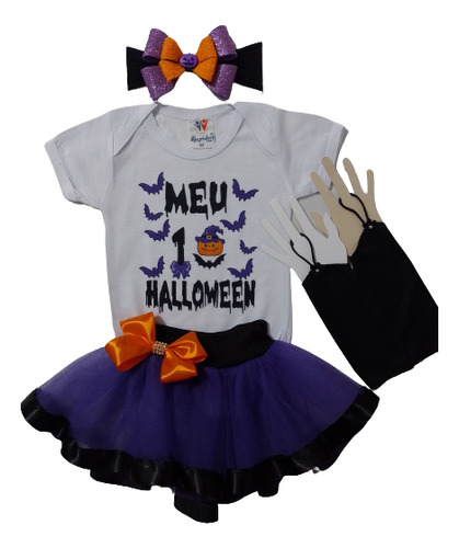 Conjunto Tutu Halloween Fantasma Mesversário Festa Fantasia