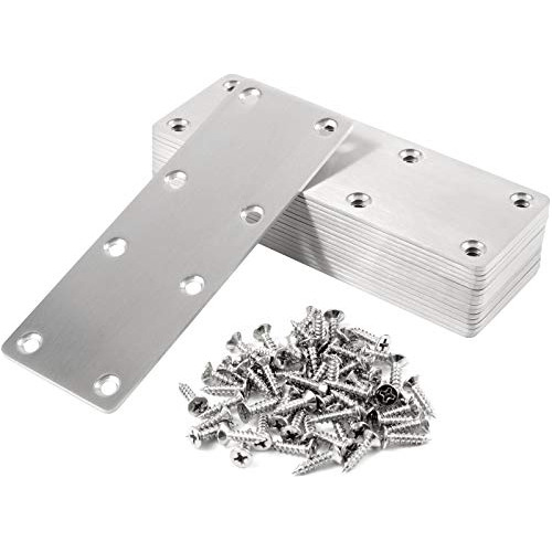 16 Pcs Stainless Steel Flat Straight Brace Brackets 5 4...