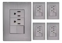 Comprar 5 Pz Placa Armada Igoto 2 Contactos 1 Apagador Plata Inox
