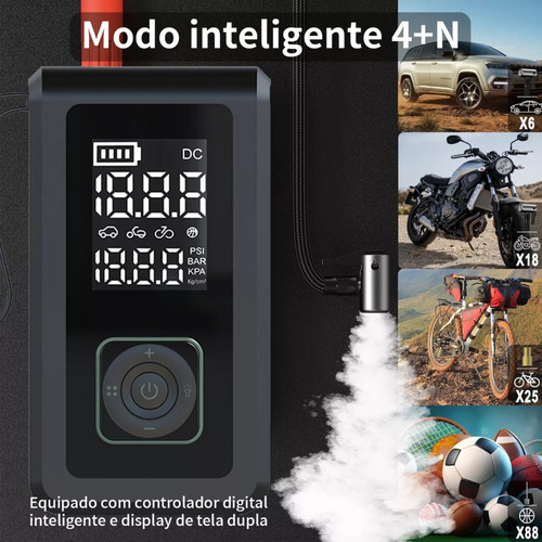 Calibrador Compressor Pneu Bomba De Ar E Auxiliar De Partida