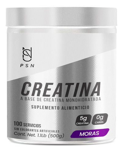Creatina Monohidratada En Polvo Psn 500g 100 Servicios Moras