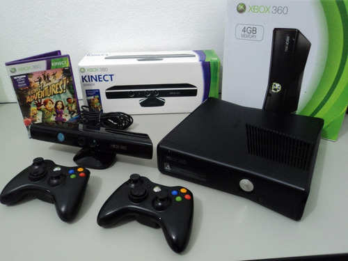 Xbox 360 Slim + 2 Controles + Kinect + Jogos + Frete Grátis