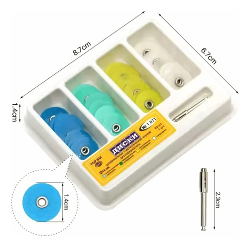 Discos De Pulido Dental Ultrafino Flexible 40 Unidades Blanco , Azul , Verde , Amarillo