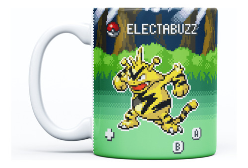 Pocillo Electabuzz Pokémon Pixelart 11oz Blanco Taza Mug