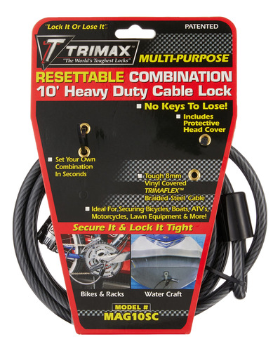 Trimax Mag10sc - Candado De Cable Combinado De 10 Pies