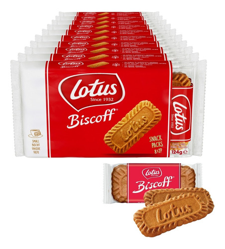 Biscoitos belgas Lotus Biscoff 124g pack de 160 unidades