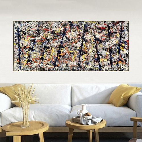 Cuadro Arte Clasico 100 X 43 Postes Azules, Jackson Pollock