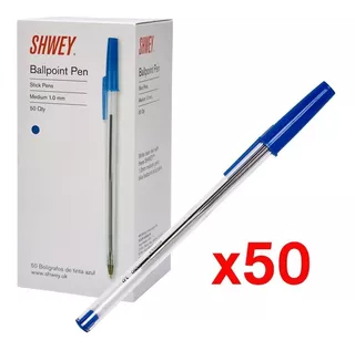 Lapiceras Biromes Boligrafos Shwey Tipo Bic Caja X50 Azul