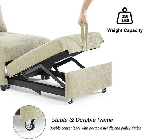 Sofa Cama Convertible 4 En 1 Color Beige Marca Antetek