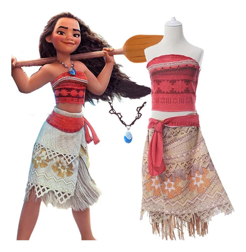 Vestido Y Collar Moana Para Niñas, Disfraz Para Niños Y Adul