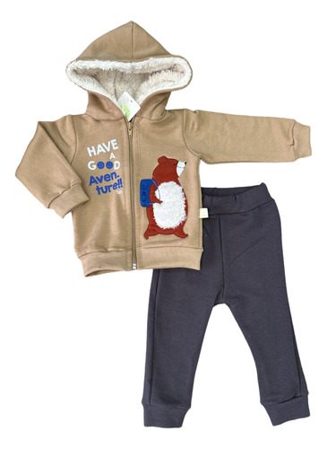 Conjunto Bebe Frisado Campera Bordada Y Pantalon Yaby