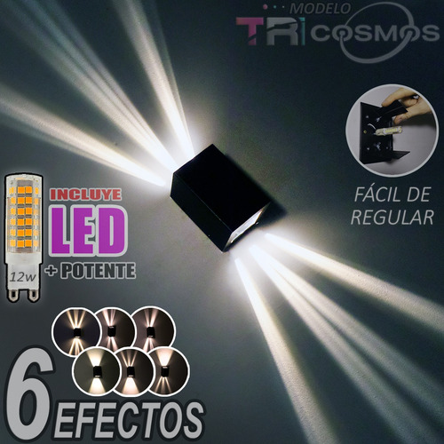 Imagen 2 de 10 de Proyector Luz Pared Efecto Transformable 6 Rayos X - Led 12w
