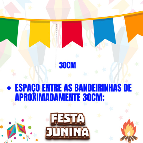 Bandeirinha Festa Junina Plástica Resistente Kit 50 Metros Área Externa/interna