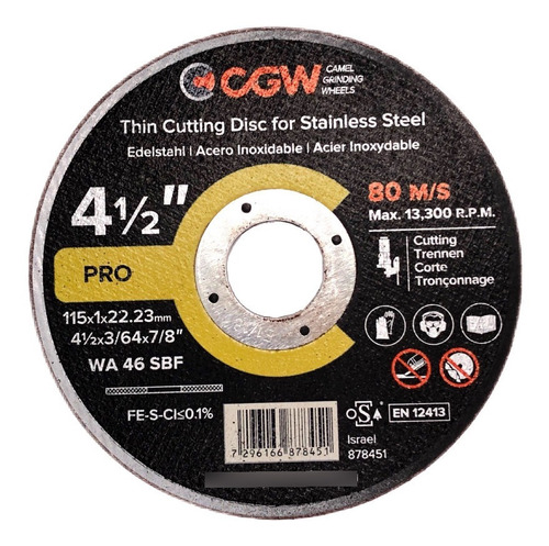 Disco Corte Cd 4 1/2 X 1 Mm Acero Inoxidable Optima Calidad