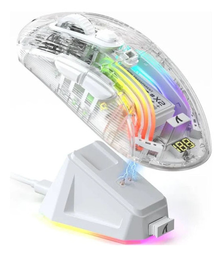 Mouse Attack Shark X2 Pro Rgb Tri-modo Branco Transparente