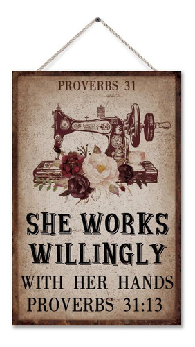 Proverbs Letrero Cristiano 31 Año Texto Ingle  She Works