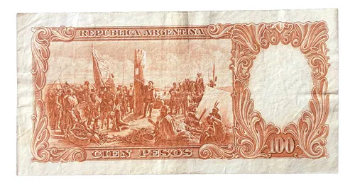 Billete D 100 Pesos, Moneda Nacional, Año 1967, Bottero 2081 (Usado)