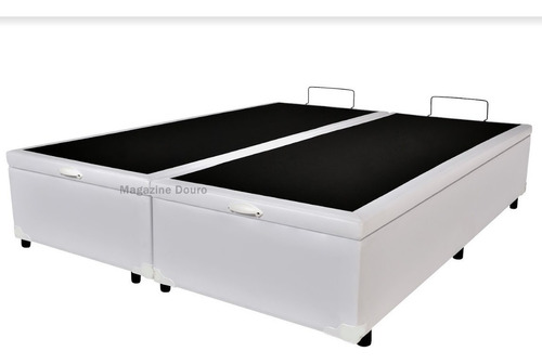 Cama Box Baú Queen + Colchão Castor Molas Revolution Híbrido Cor Corino Branco