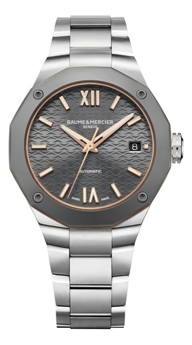 Reloj pulsera Baume & Mercier M0A10661 con correa de acero inoxidable color plateado - fondo gris