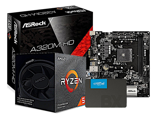 Kit Processador Ryzen 5 3600xt A320m-hd Ssd Bx120gb