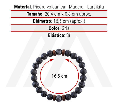 Imagen 8 de 10 de Pulsera Piedra Volcánica Energías