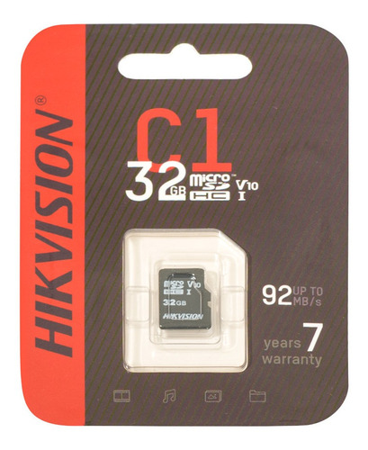 Cartão De Memória Hikvision 32gb Microsd C1 Series