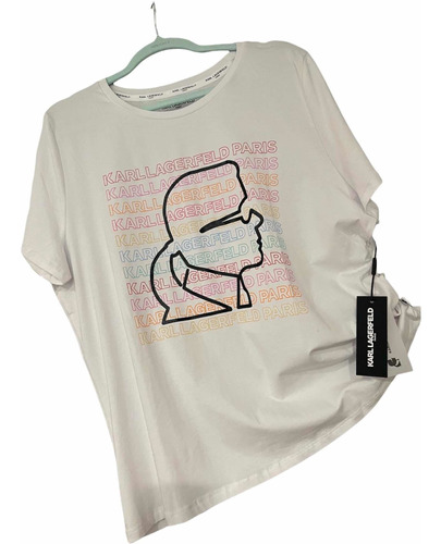 Imagen 1 de 5 de Camiseta Karl Lagerfeld Original Blanca Dama, Talla Xl