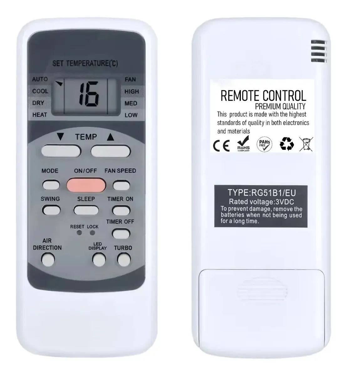 Control Remoto Aire Acondicionado Para Bgh Luft Fedders York