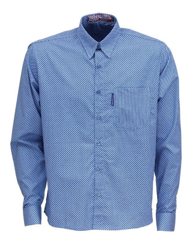 Camisa Manga Longa Azul Estampada Masculina Rodeo Western 26