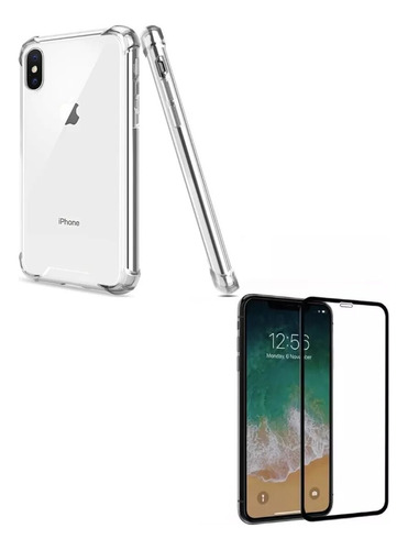 Funda Case Reforzada Mas Vidrio Full Cover Para iPhone X/ Xs