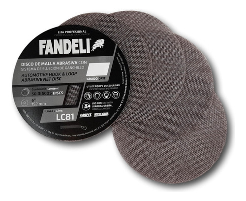 5 Pza Disco De Malla C/velcro De 6 PuLG Varios Granos Fandel