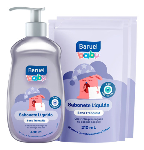 Kit Sabonete Liq Baruel Baby Sono Tranquilo 400ml + Refil