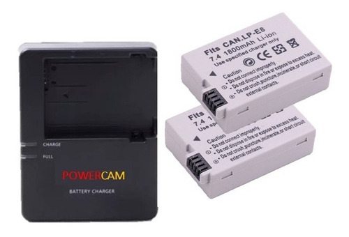 Combo 2 Baterias Lp E8 + Cargador Lc E8 Canon T3i T4i T5i