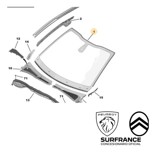 Parabrisas Original Peugeot 208 (2010-2015) 1 Transparente