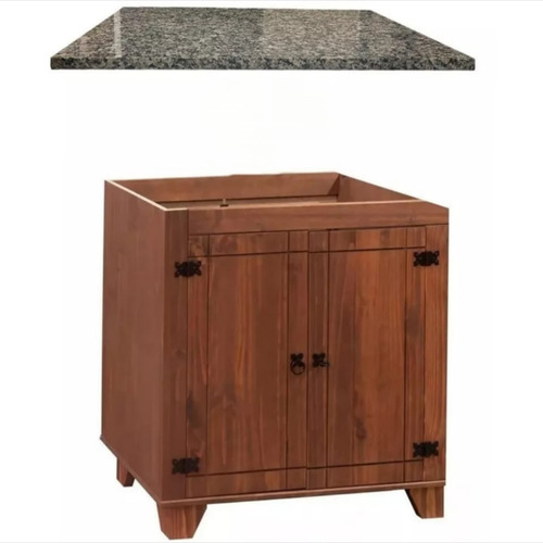 Bajo Mesada De Madera Cera + Tapa De Granito Cocina, Alacena