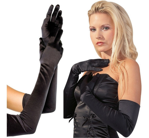 Guantes Negros Disfraz Sexy Guante Largo Sexy Elegante Gt045