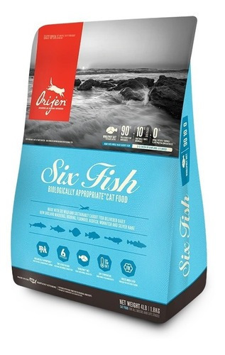 Alimento Orijen Six Fish para gato todos los tamaños sabor mix de pescado en bolsa de 1.8kg
