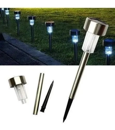 6 Estaca Luz Led Lámpara Jardín Recarga Solar Automática